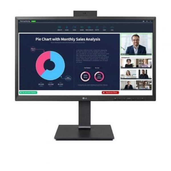 Monitor Profesional LG 24BP75CP-B 23.8'/ Full HD/ Webcam/ Multimedia/ Regulable en altura/ Negro