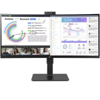 Monitor Profesional Ultrapanorámico Curvo LG 34BQ77QC-B 34'/ WQHD/ Webcam/ Multimedia/ Regulable en altura/ Negro Monitor Profesional Ultrapanorámico Curvo LG 34BQ77QC-B 34'/ WQHD/ Webcam/ Multimedia/ Regulable en altura/ Negro