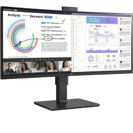 Monitor Profesional Ultrapanorámico Curvo LG 34BQ77QC-B 34'/ WQHD/ Webcam/ Multimedia/ Regulable en altura/ Negro Monitor Profesional Ultrapanorámico Curvo LG 34BQ77QC-B 34'/ WQHD/ Webcam/ Multimedia/ Regulable en altura/ Negro