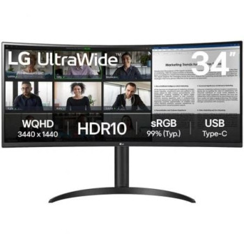 Monitor Profesional Ultrapanorámico Curvo LG 34WR55QK-B 34'/ WQHD/ Regulable en altura/ Negro Monitor Profesional Ultrapanorámico Curvo LG 34WR55QK-B 34'/ WQHD/ Regulable en altura/ Negro