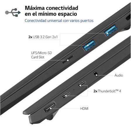 Portátil LG Gram 16Z90R-E AD78B Intel Core i7-1360P/ 32GB/ 1TB SSD/ GeForce RTX 3050/ 16'/ Win11 Portátil LG Gram 16Z90R-E AD78B Intel Core i7-1360P/ 32GB/ 1TB SSD/ GeForce RTX 3050/ 16'/ Win11