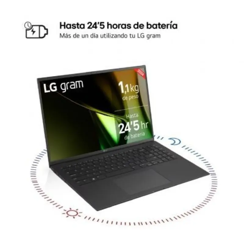 Portátil LG Gram 16Z90S-G.AD7BB Intel Core Ultra 7-155H/ 32GB/ 2TB SSD/ 16'/ Win11 Portátil LG Gram 16Z90S-G.AD7BB Intel Core Ultra 7-155H/ 32GB/ 2TB SSD/ 16'/ Win11