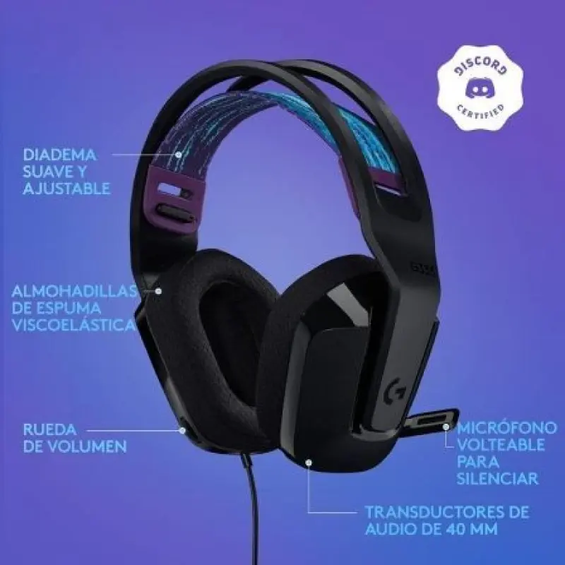 Auriculares Gaming con Micrófono Logitech G335/ Jack 3.5/ Negros Auriculares Gaming con Micrófono Logitech G335/ Jack 3.5/ Negros