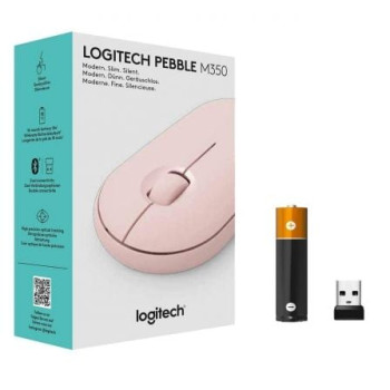 Ratón Inalámbrico por Bluetooth/ 2.4GHz Logitech Pebble M350/ Hasta 1000 DPI/ Rosa Ratón Inalámbrico por Bluetooth/ 2.4GHz Logitech Pebble M350/ Hasta 1000 DPI/ Rosa