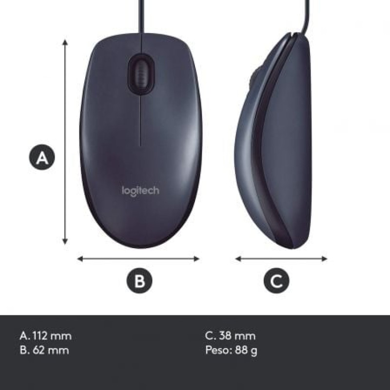 Ratón Logitech B100 OEM/ Hasta 800 DPI Ratón Logitech B100 OEM/ Hasta 800 DPI