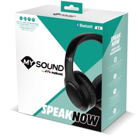 Auriculares Inalámbricos MySound by Meliconi Speak Now/ con Micrófono/ Bluetooth/ Negros Auriculares Inalámbricos MySound by Meliconi Speak Now/ con Micrófono/ Bluetooth/ Negros
