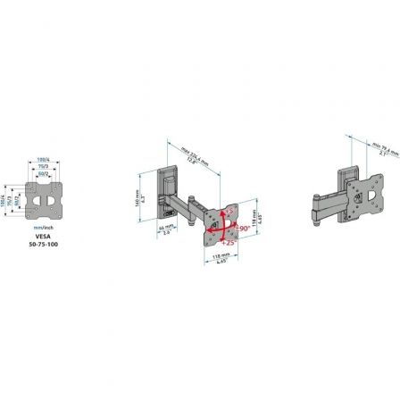 Soporte de Pared Giratorio/ Inclinable CME Meliconi EDR100 para TV de 14-25'/ hasta 17kg Soporte de Pared Giratorio/ Inclinable CME Meliconi EDR100 para TV de 14-25'/ hasta 17kg