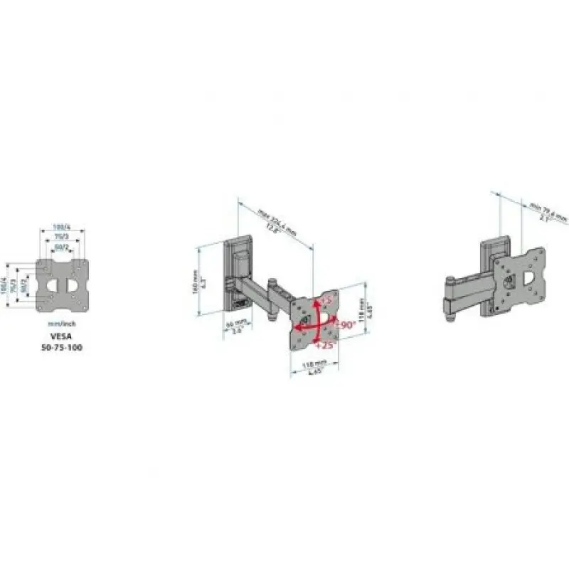 Soporte de Pared Giratorio/ Inclinable CME Meliconi EDR100 para TV de 14-25'/ hasta 17kg Soporte de Pared Giratorio/ Inclinable CME Meliconi EDR100 para TV de 14-25'/ hasta 17kg