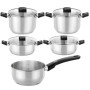 Pack Batería de Cocina Elite Monix M240002/ Cazo Ø14cm/ Ollas Ø20 - 24cm/ Cacerolas Ø20 - 24cm/ Acero Inoxidable/ Apta para Inducción