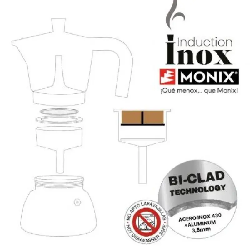 Cafetera Italiana Monix Induction Inox M863109/ 9 Tazas/ Roja Cafetera Italiana Monix Induction Inox M863109/ 9 Tazas/ Roja