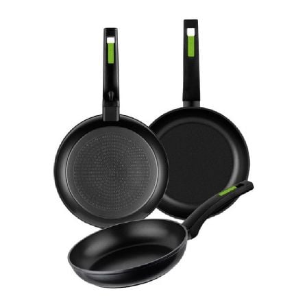 Pack 3 Sartenes Monix Green M481241/ Ø18cm/ Ø22cm/ Ø26cm/ Aluminio forjado Pack 3 Sartenes Monix Green M481241/ Ø18cm/ Ø22cm/ Ø26cm/ Aluminio forjado