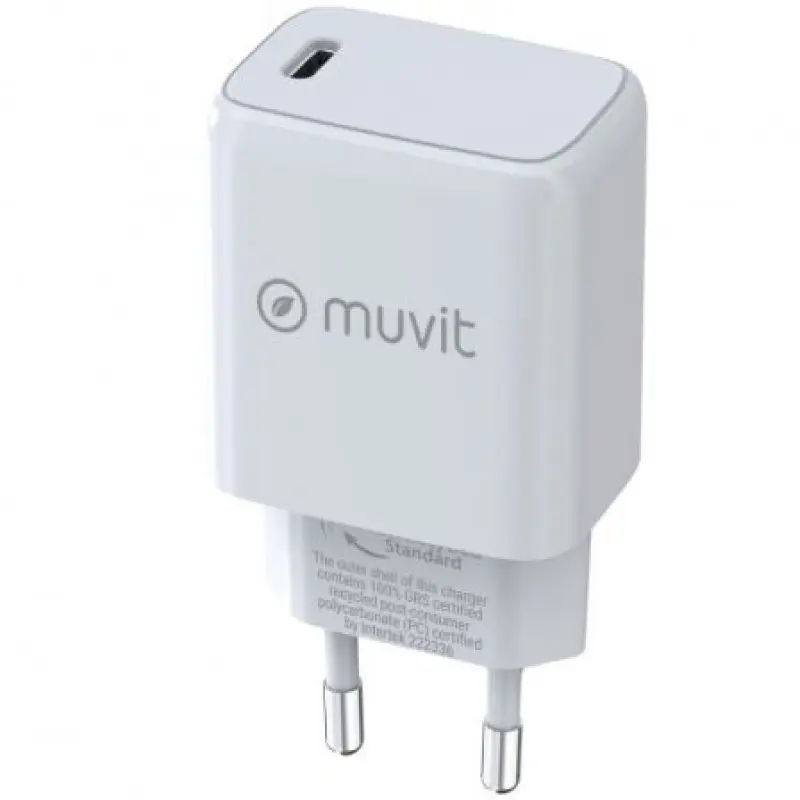 Cargador de Pared Muvit For Change MCACC0014/ 1xUSB Tipo-C/ 30W Cargador de Pared Muvit For Change MCACC0014/ 1xUSB Tipo-C/ 30W