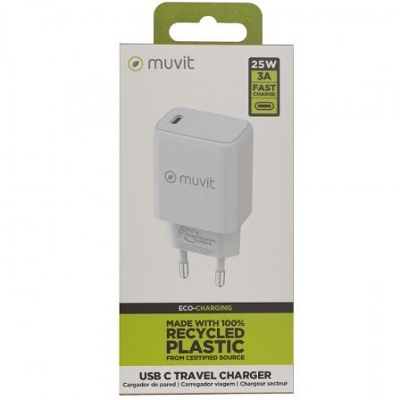 Cargador de Pared Muvit For Change MCACC0038/ 1xUSB Tipo-C/ 25W Cargador de Pared Muvit For Change MCACC0038/ 1xUSB Tipo-C/ 25W