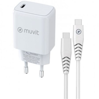 Cargador de Pared Muvit For Change MCPAK0044/ 1xUSB Tipo-C + Cable USB Tipo-C/ 20W Cargador de Pared Muvit For Change MCPAK0044/ 1xUSB Tipo-C + Cable USB Tipo-C/ 20W