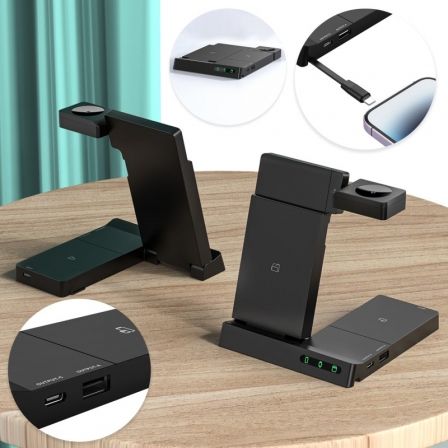 Cargador Inalámbrico Muvit MCWIR0011/ 1xUSB Tipo-C/ 1xUSB/ 20W Cargador Inalámbrico Muvit MCWIR0011/ 1xUSB Tipo-C/ 1xUSB/ 20W