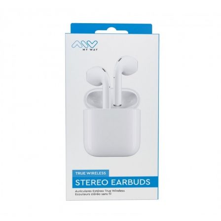 Auriculares Bluetooth Myway Wireless Touch MWHPH0030 con estuche de carga/ Autonomía 3h/ Blancos Auriculares Bluetooth Myway Wireless Touch MWHPH0030 con estuche de carga/ Autonomía 3h/ Blancos