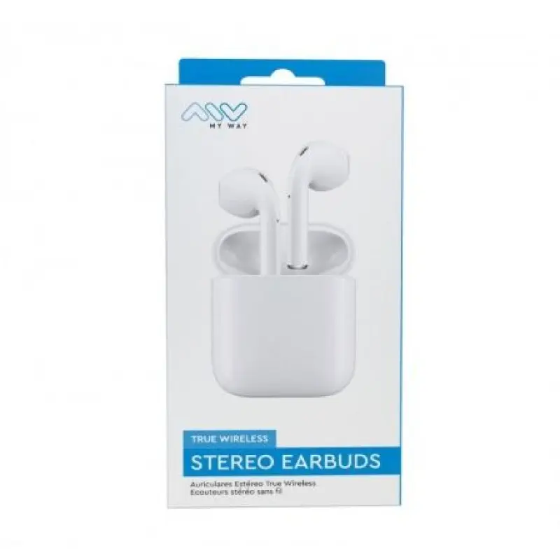 Auriculares Bluetooth Myway Wireless Touch MWHPH0030 con estuche de carga/ Autonomía 3h/ Blancos Auriculares Bluetooth Myway Wireless Touch MWHPH0030 con estuche de carga/ Autonomía 3h/ Blancos