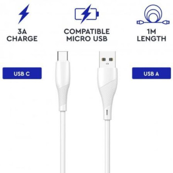 Cable USB 2.0 Tipo-C Myway MWUSC0019/ USB Macho - USB Tipo-C Macho/ 1m/ Blanco Cable USB 2.0 Tipo-C Myway MWUSC0019/ USB Macho - USB Tipo-C Macho/ 1m/ Blanco