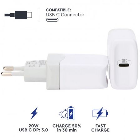 Cargador de Pared Myway MWACC0005/ 1xUSB Tipo-C/ 20W Cargador de Pared Myway MWACC0005/ 1xUSB Tipo-C/ 20W