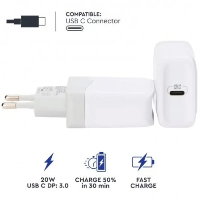 Cargador de Pared Myway MWACC0005/ 1xUSB Tipo-C/ 20W Cargador de Pared Myway MWACC0005/ 1xUSB Tipo-C/ 20W
