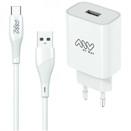 Cargador de Pared Myway MYWEPAK0002/ 1xUSB + Cable USB Tipo-C/ 15W Cargador de Pared Myway MYWEPAK0002/ 1xUSB + Cable USB Tipo-C/ 15W