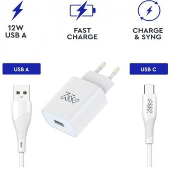 Cargador de Pared Myway MYWEPAK0002/ 1xUSB + Cable USB Tipo-C/ 15W Cargador de Pared Myway MYWEPAK0002/ 1xUSB + Cable USB Tipo-C/ 15W