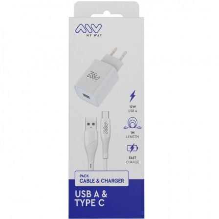 Cargador de Pared Myway MYWEPAK0002/ 1xUSB + Cable USB Tipo-C/ 15W Cargador de Pared Myway MYWEPAK0002/ 1xUSB + Cable USB Tipo-C/ 15W