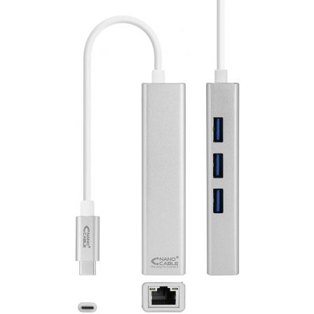 Hub USB Tipo-C Nanocable 10.03.0404/ 3xUSB/ 1xRJ45/ Gris Hub USB Tipo-C Nanocable 10.03.0404/ 3xUSB/ 1xRJ45/ Gris