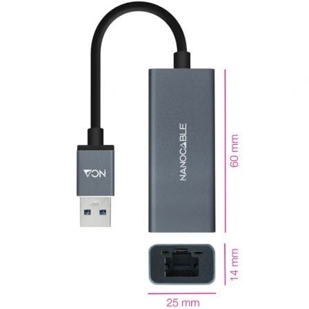 Adaptador USB 3.0 - RJ45 Nanocable 10.03.0405/ 1000Mbps Adaptador USB 3.0 - RJ45 Nanocable 10.03.0405/ 1000Mbps