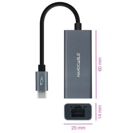 Adaptador Tipo-C - RJ45 Nanocable 10.03.0406/ 1000Mbps Adaptador Tipo-C - RJ45 Nanocable 10.03.0406/ 1000Mbps