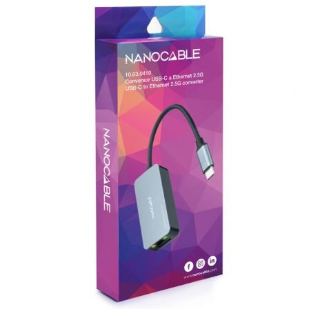Adaptador RJ45 Nanocable 10.03.0410/ USB Tipo-C Macho - RJ45 Hembra Adaptador RJ45 Nanocable 10.03.0410/ USB Tipo-C Macho - RJ45 Hembra