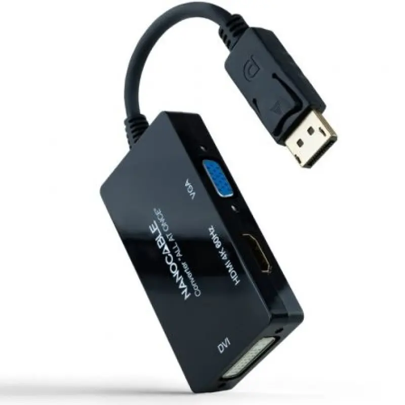 Cable DisplayPort Nanocable 10.16.3301-ALL/ HDMI Hembra - DVI-D Hembra - VGA Hembra/ 20cm/ Negro Cable DisplayPort Nanocable 10.16.3301-ALL/ HDMI Hembra - DVI-D Hembra - VGA Hembra/ 20cm/ Negro