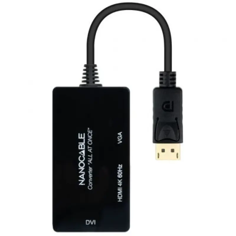 Cable DisplayPort Nanocable 10.16.3301-ALL/ HDMI Hembra - DVI-D Hembra - VGA Hembra/ 20cm/ Negro Cable DisplayPort Nanocable 10.16.3301-ALL/ HDMI Hembra - DVI-D Hembra - VGA Hembra/ 20cm/ Negro