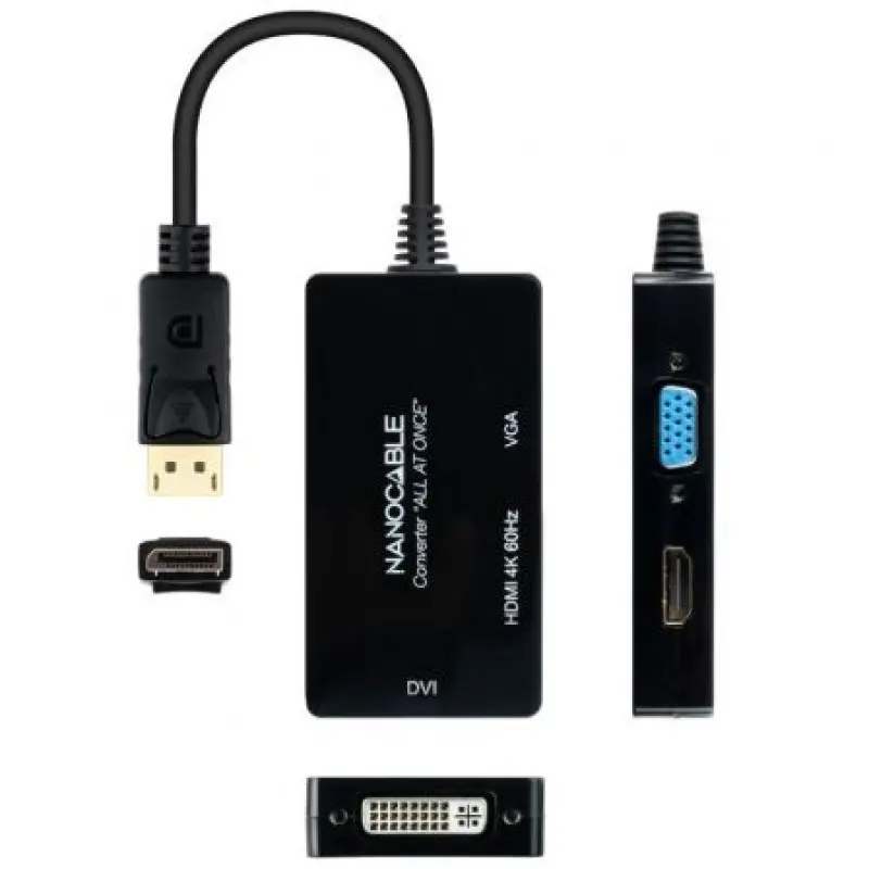 Cable DisplayPort Nanocable 10.16.3301-ALL/ HDMI Hembra - DVI-D Hembra - VGA Hembra/ 20cm/ Negro Cable DisplayPort Nanocable 10.16.3301-ALL/ HDMI Hembra - DVI-D Hembra - VGA Hembra/ 20cm/ Negro
