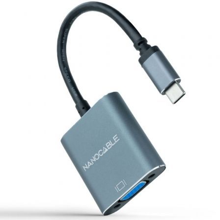 Conversor Nanocable 10.16.4101-G/ USB Tipo-C Macho - VGA Hembra/ 10cm/ Negro y Gris Conversor Nanocable 10.16.4101-G/ USB Tipo-C Macho - VGA Hembra/ 10cm/ Negro y Gris