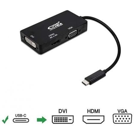 Conversor Nanocable 10.16.4301-BK/ USB Tipo-C Macho - VGA Hembra/ DVI Hembra/ HDMI Hembra/ 10cm/ Negro Conversor Nanocable 10.16.4301-BK/ USB Tipo-C Macho - VGA Hembra/ DVI Hembra/ HDMI Hembra/ 10cm/ Negro