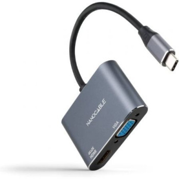 Conversor Nanocable 10.16.4303/ USB Tipo-C Macho/ HDMI Hembra - VGA Hembra/ 15cm/ Gris Conversor Nanocable 10.16.4303/ USB Tipo-C Macho/ HDMI Hembra - VGA Hembra/ 15cm/ Gris