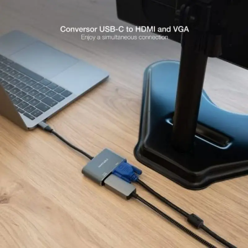 Conversor Nanocable 10.16.4303/ USB Tipo-C Macho/ HDMI Hembra - VGA Hembra/ 15cm/ Gris Conversor Nanocable 10.16.4303/ USB Tipo-C Macho/ HDMI Hembra - VGA Hembra/ 15cm/ Gris