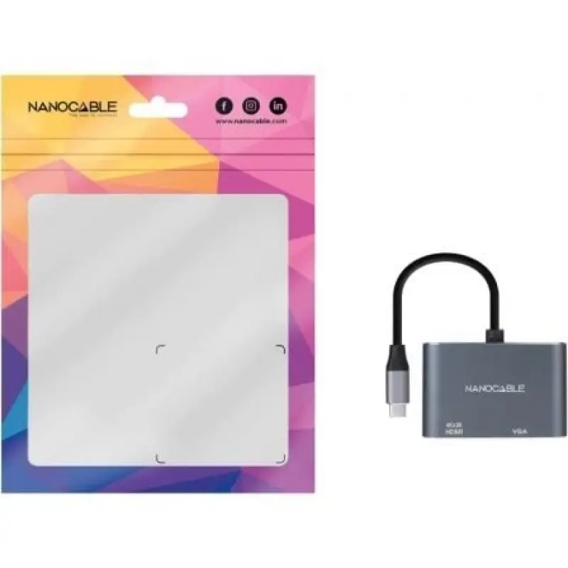 Conversor Nanocable 10.16.4303/ USB Tipo-C Macho/ HDMI Hembra - VGA Hembra/ 15cm/ Gris Conversor Nanocable 10.16.4303/ USB Tipo-C Macho/ HDMI Hembra - VGA Hembra/ 15cm/ Gris