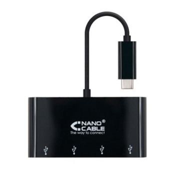 Hub USB Tipo-C Nanocable 10.16.4401-BK / 4xUSB Hub USB Tipo-C Nanocable 10.16.4401-BK / 4xUSB