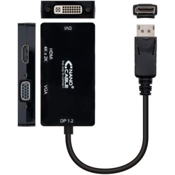 Cable Conversor Nanocable 10.16.3301-BK/ Displayport Macho - VGA Hembra/ DVI Hembra/ HDMI Hembra Cable Conversor Nanocable 10.16.3301-BK/ Displayport Macho - VGA Hembra/ DVI Hembra/ HDMI Hembra