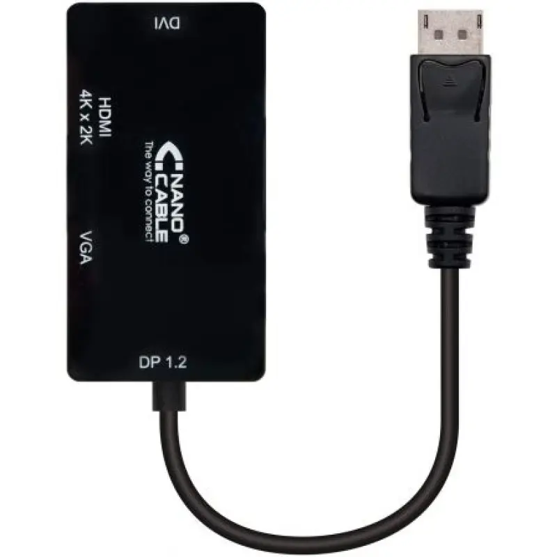 Cable Conversor Nanocable 10.16.3301-BK/ Displayport Macho - VGA Hembra/ DVI Hembra/ HDMI Hembra Cable Conversor Nanocable 10.16.3301-BK/ Displayport Macho - VGA Hembra/ DVI Hembra/ HDMI Hembra