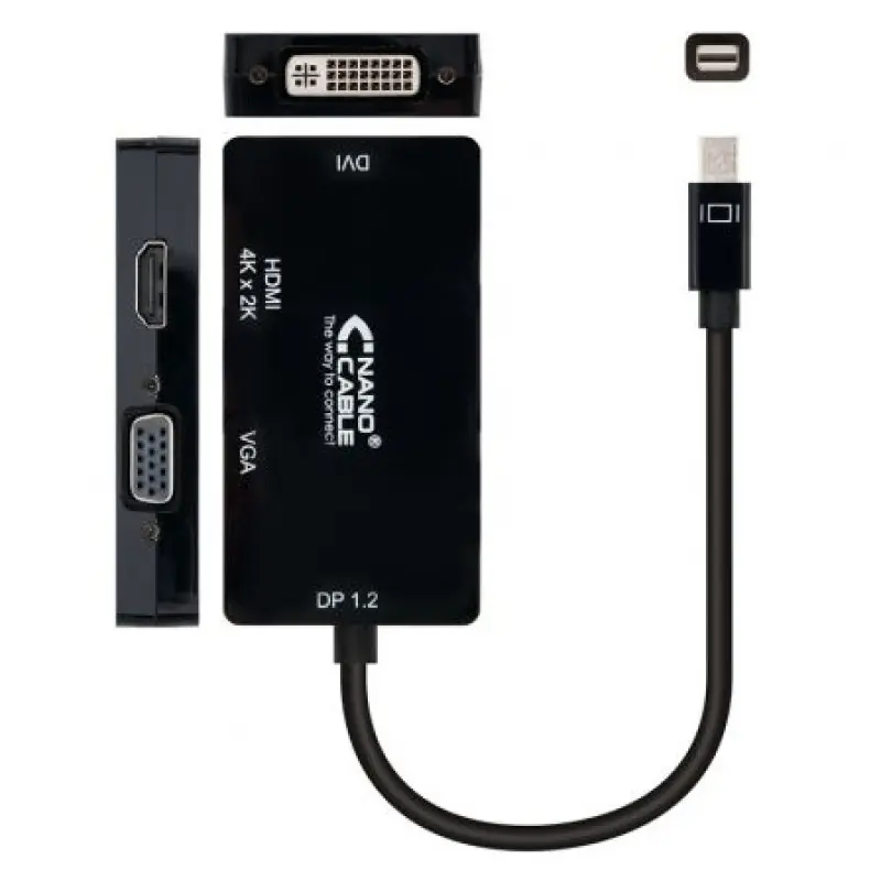 Cable Conversor Nanocable 10.16.3302-BK/ Mini Displayport Macho - VGA Hembra/ HDMI Hembra/ DVI Hembra Cable Conversor Nanocable 10.16.3302-BK/ Mini Displayport Macho - VGA Hembra/ HDMI Hembra/ DVI Hembra