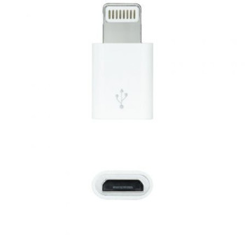 Adaptador Micro USB 2.0 Lightning Nanocable 10.10.4100/ Micro USB Hembra - Lightning Macho/ Blanco Adaptador Micro USB 2.0 Lightning Nanocable 10.10.4100/ Micro USB Hembra - Lightning Macho/ Blanco