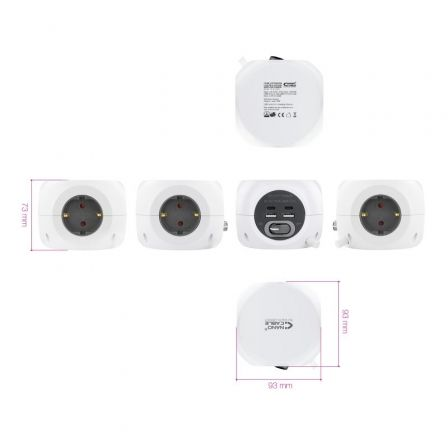 Regleta Nanocable 10.37.0001/ 3 Tomas de corriente/ 2 USB - 2 USB Tipo-C/ Cable 1.4m/ Blanca Regleta Nanocable 10.37.0001/ 3 Tomas de corriente/ 2 USB - 2 USB Tipo-C/ Cable 1.4m/ Blanca