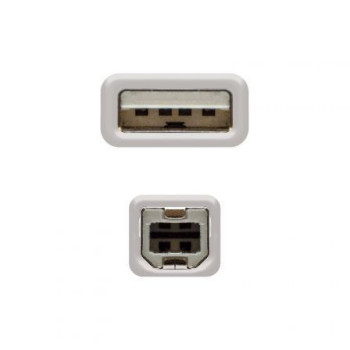 Cable USB 2.0 Impresora Nanocable 10.01.0102/ USB Tipo-B Macho - USB Macho/ 1m/ Beige Cable USB 2.0 Impresora Nanocable 10.01.0102/ USB Tipo-B Macho - USB Macho/ 1m/ Beige