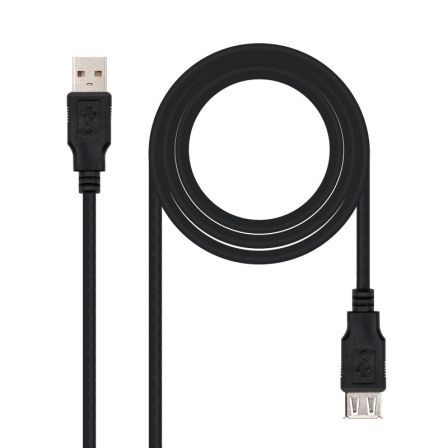 Cable Alargador USB 2.0 Nanocable 10.01.0202-BK/ USB Macho - USB Hembra/ 1m/ Negro Cable Alargador USB 2.0 Nanocable 10.01.0202-BK/ USB Macho - USB Hembra/ 1m/ Negro