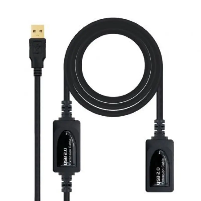 Cable Alargador USB 2.0 Nanocable 10.01.0212/ USB Macho - USB Hembra/ 10m/ Negro Cable Alargador USB 2.0 Nanocable 10.01.0212/ USB Macho - USB Hembra/ 10m/ Negro