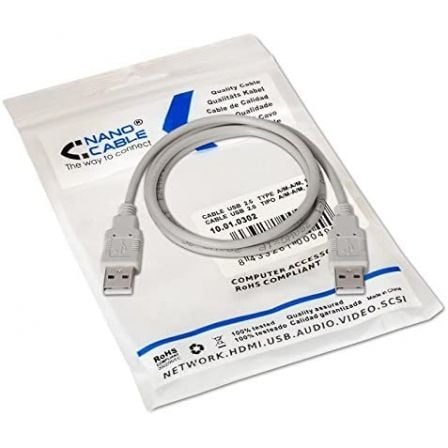 Cable USB 2.0 Nanocable 10.01.0303/ USB Macho - USB Macho/ 2m/ Beige Cable USB 2.0 Nanocable 10.01.0303/ USB Macho - USB Macho/ 2m/ Beige