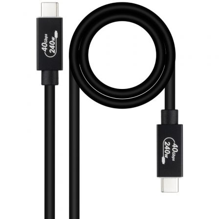 Cable USB 4.0 Nanocable 10.01.5001/ USB Tipo-C Macho - USB Tipo-C Macho/ Hasta 240W/ 40Gbps/ 1m/ Negro Cable USB 4.0 Nanocable 10.01.5001/ USB Tipo-C Macho - USB Tipo-C Macho/ Hasta 240W/ 40Gbps/ 1m/ Negro